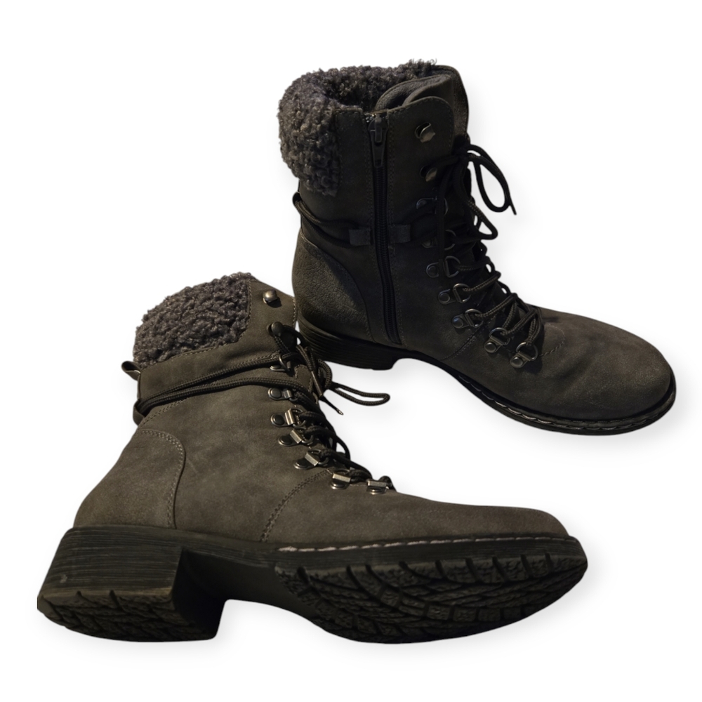 Very G Moto Gray Boots Size 9 With Cozy Fleece Lining